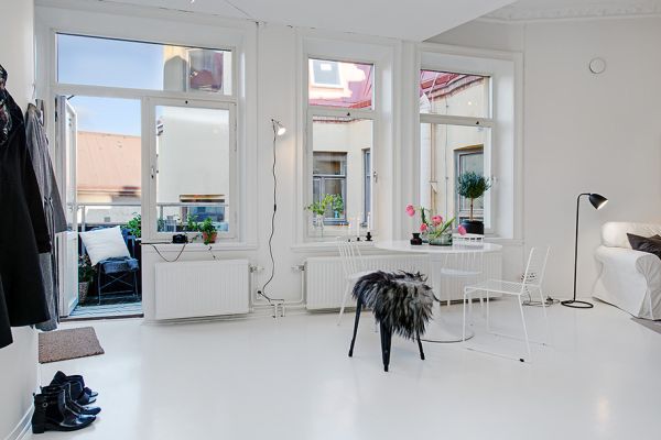 Thiết kế nội thất căn hộ 1 phòng theo phong cách Scandinavia - Trắng tinh khiết - Ảnh 2