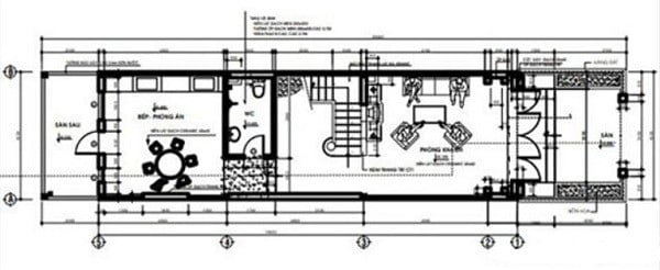 Bản vẽ tầng 1 mẫu nhà đẹp 3 tầng 4x16m mái bằng 4 phòng ngủ