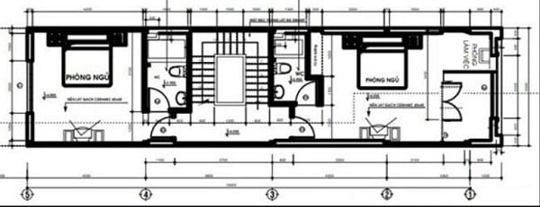Bản vẽ tầng 2 mẫu nhà đẹp 3 tầng 4x16m mái bằng 4 phòng ngủ