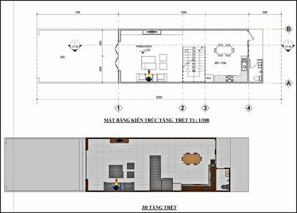 Bản vẽ thiết kế nhà 5x12 2 tầng 3 phòng ngủ 1