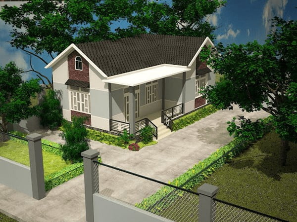 Thiết kế nhà cấp 4 hiện đại mái Thái 4 phòng ngủ (CĐT: bà Linh - Thái Bình)  BT11573