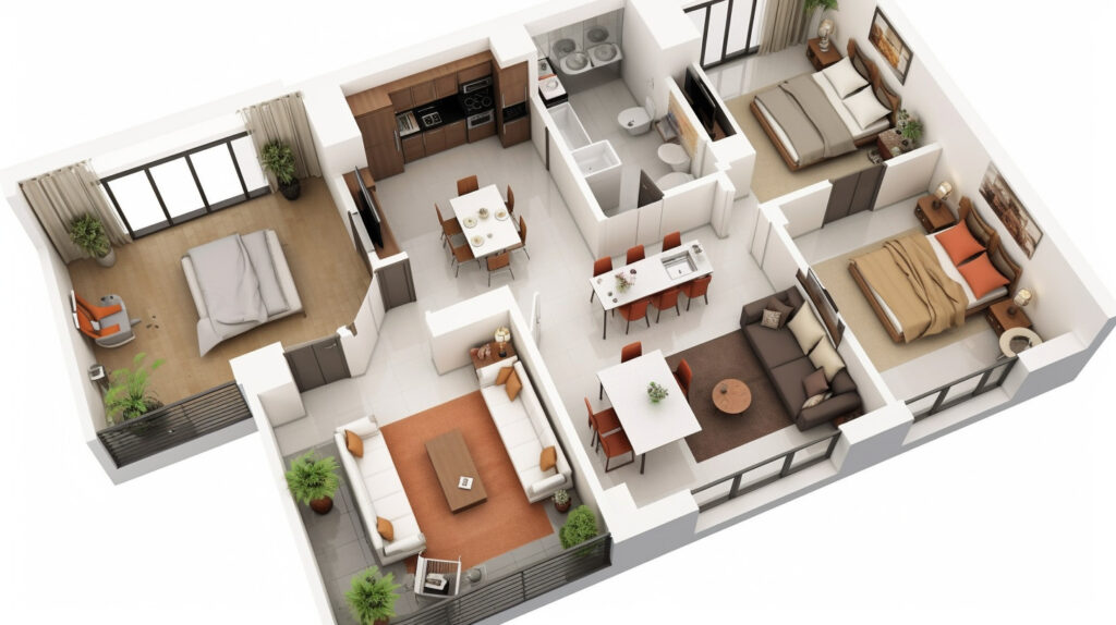 Collage of innovative 2-bedroom apartment floor plan designs