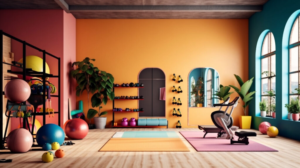 Colorful home gym 