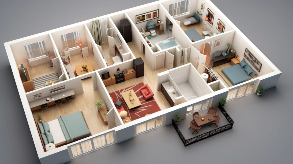 Detailed labeled floor plan of a 2-bedroom apartment
