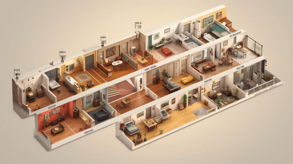 Timeline showcasing the evolution of 2-bedroom apartment floor plans