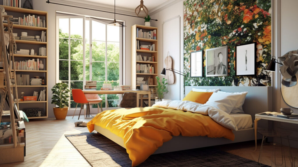 Artistic haven in an eclectic bedroom design