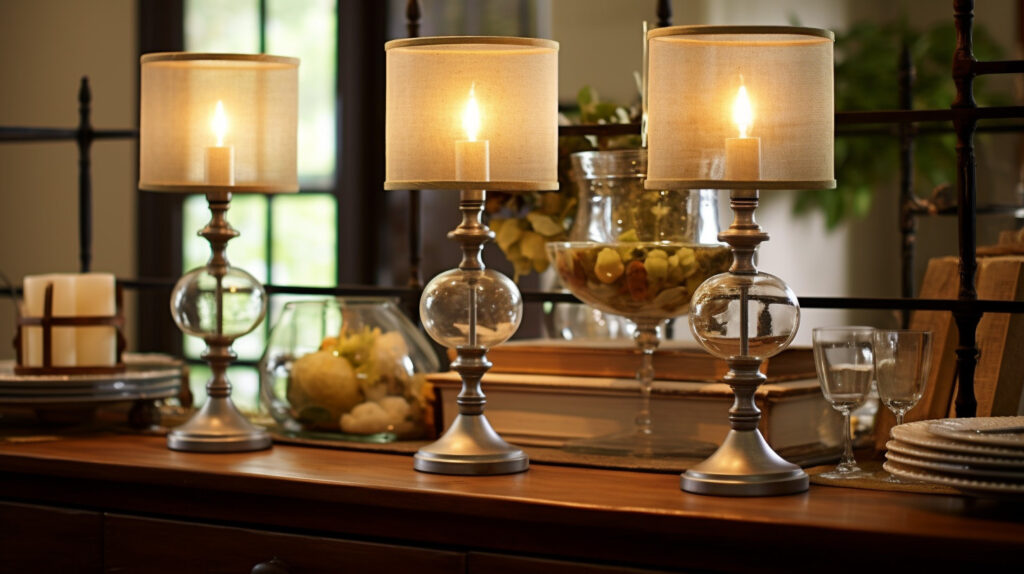 Buffet table lamps adding charm and elegance to a dining area