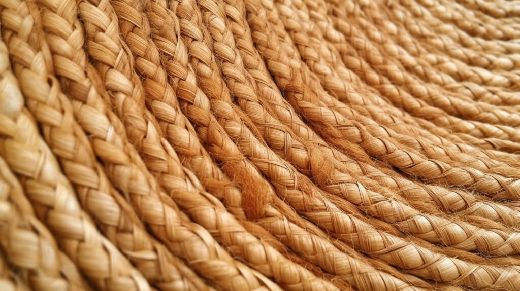 Close-up texture of a natural fiber round rug for the living room 