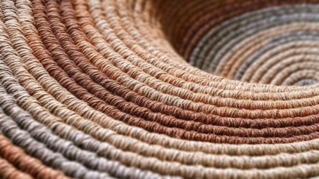 Close-up texture of a synthetic round rug for the living room