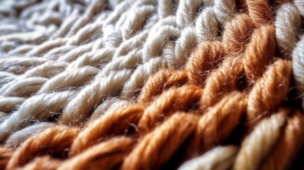 Dettaglio della texture di un tappeto rotondo in lana per il soggiorno