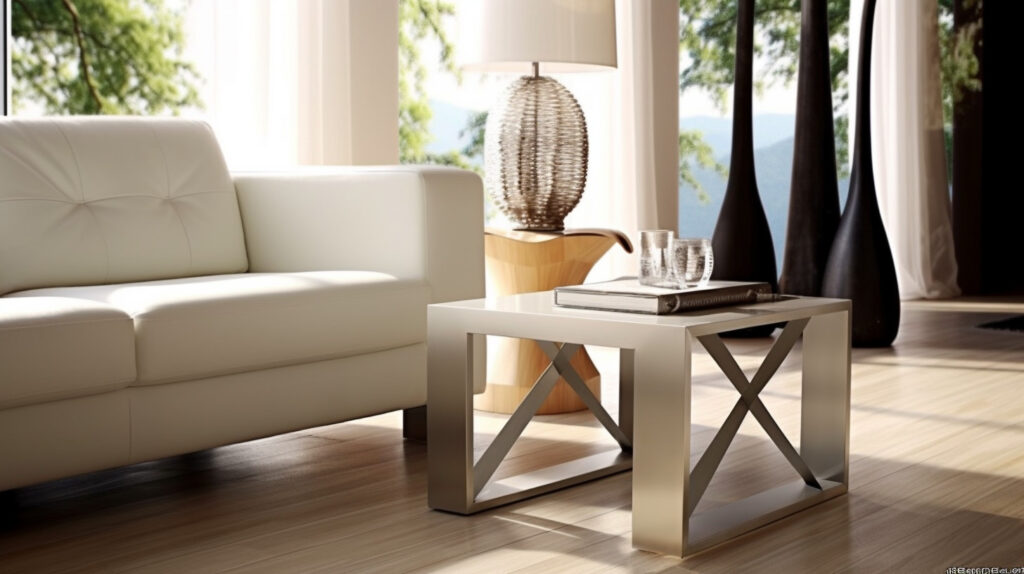 Collection of elegant modern end tables in contemporary living rooms