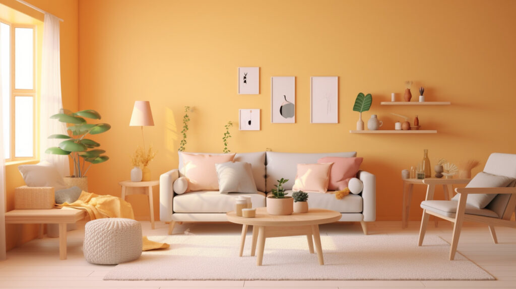 Pastel Colors and Metaphysical Abstract Objects for Living Room in Classic  Space on a Foreground Wall, Interior Design Stock Illustration -  Illustration of floor, idea: 170487590