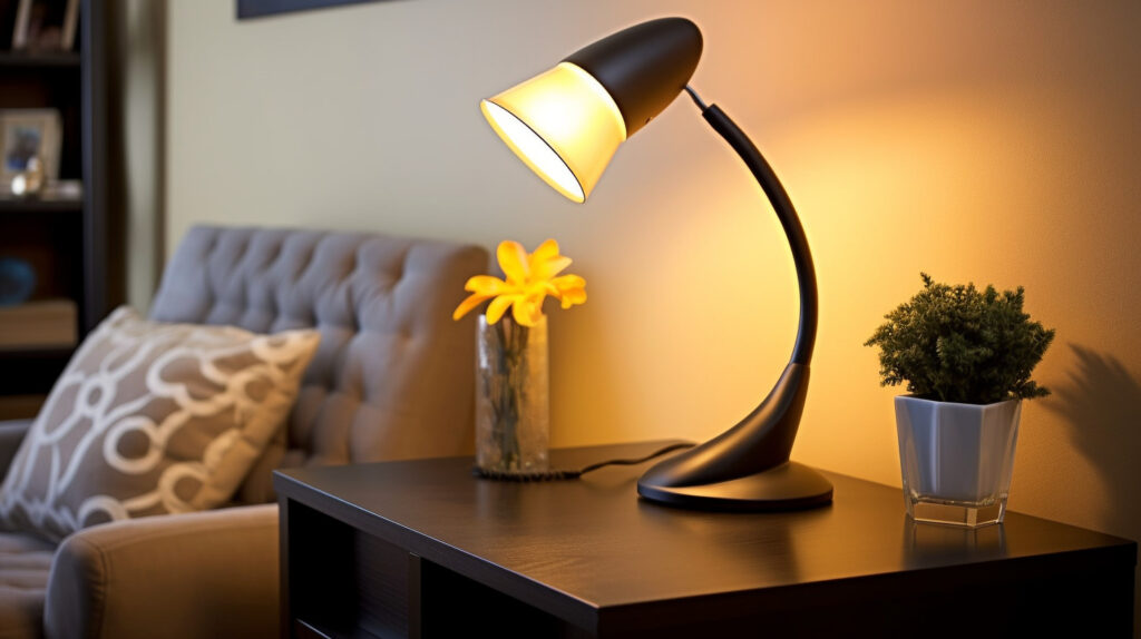 Lampada da scrivania che fornisce una luce concentrata per lavoro e lettura in un soggiorno