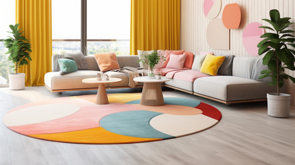 Different sizes of round rugs for living rooms, showcasing the importance of choosing the right size 