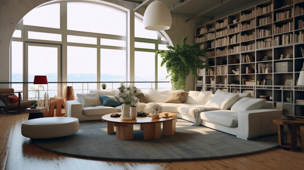 Diverse styles of living rooms incorporating round rugs for living rooms, demonstrating various styling methods