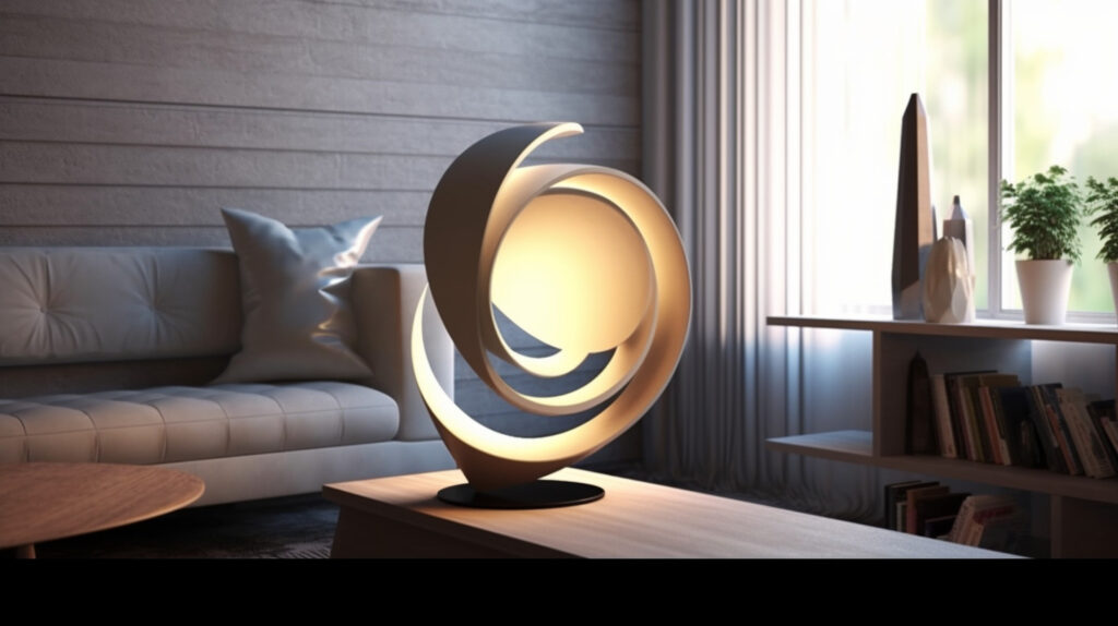 Futuristic table lamp adding a modern edge to a living room decor