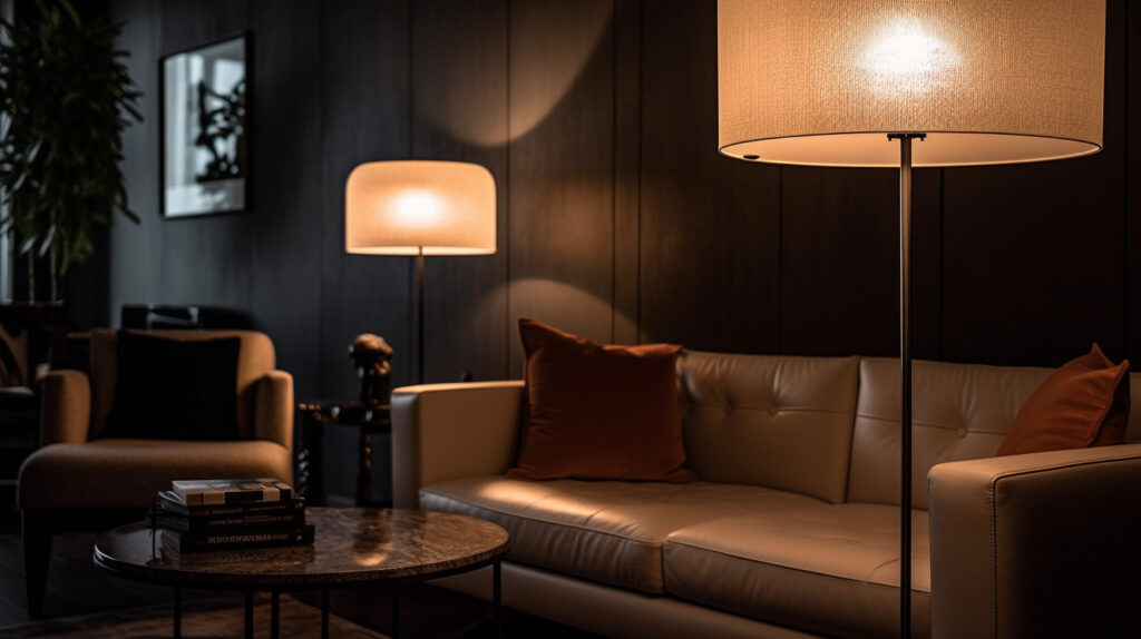 Pulizia delicata di una lampada moderna per il soggiorno per garantirne la longevità