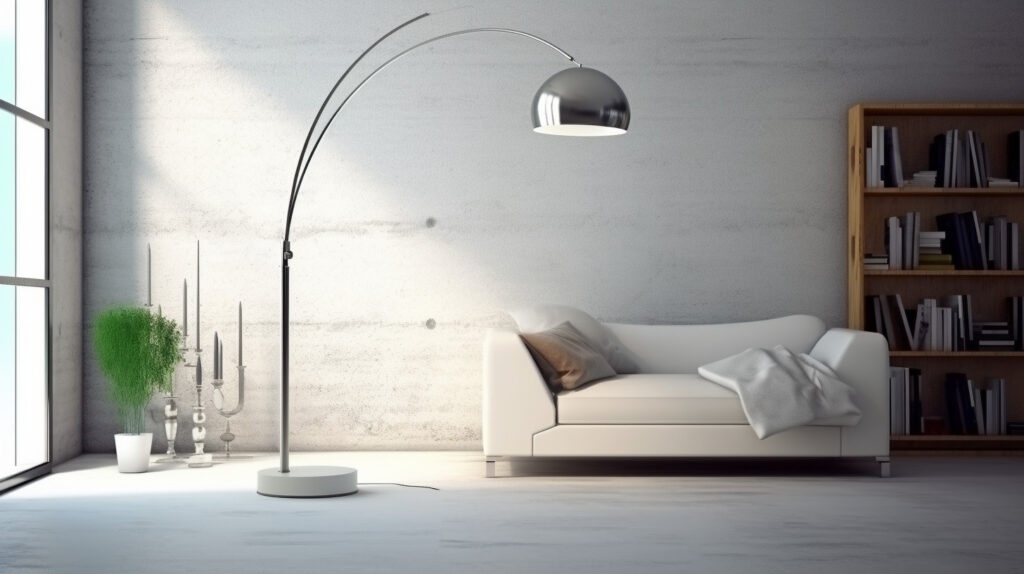 Graceful arched floor reading lamp with a stylish and contemporary design