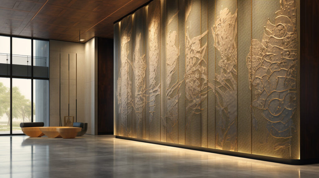 Design di parete interna con pannelli metallici