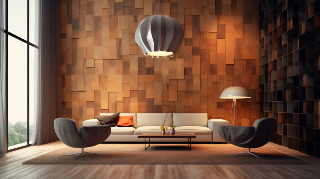 Design di parete interna con pannelli in legno