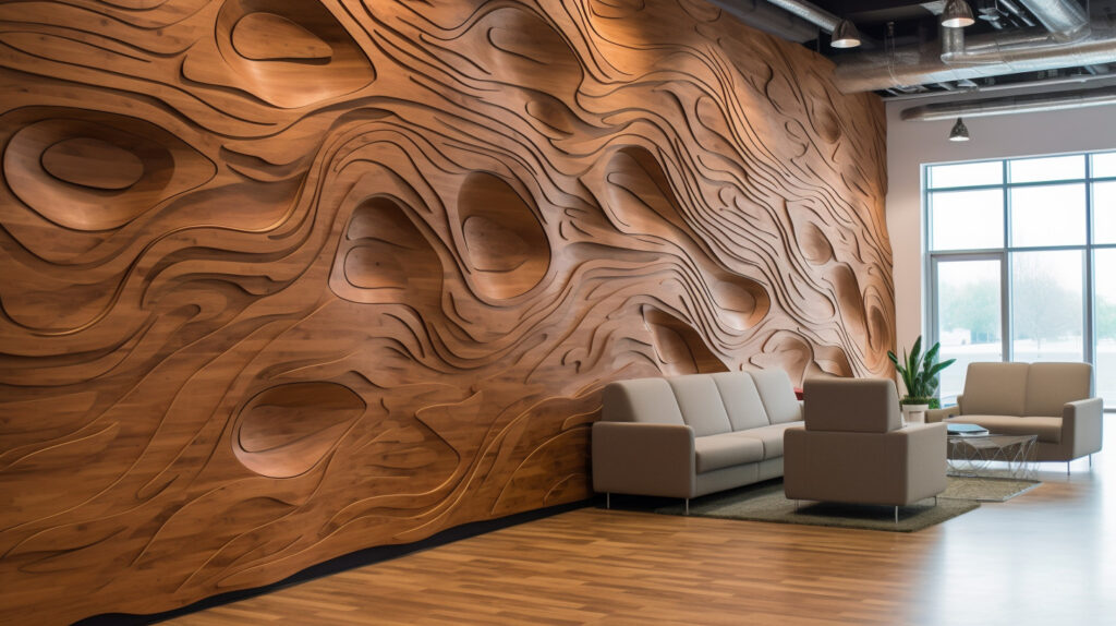 Design di parete interna con pannelli in legno