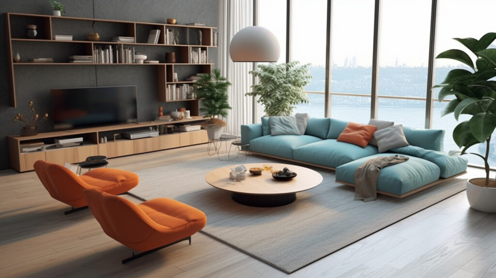 Các loại bàn phòng khách có kích thước khác nhau được trưng bày trong các không gian phù hợp, nhấn mạnh tầm quan trọng của việc lựa chọn kích thước phù hợp