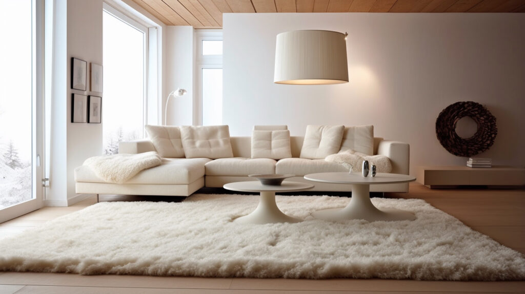 Minimalist living room rug complementing a minimalist room design