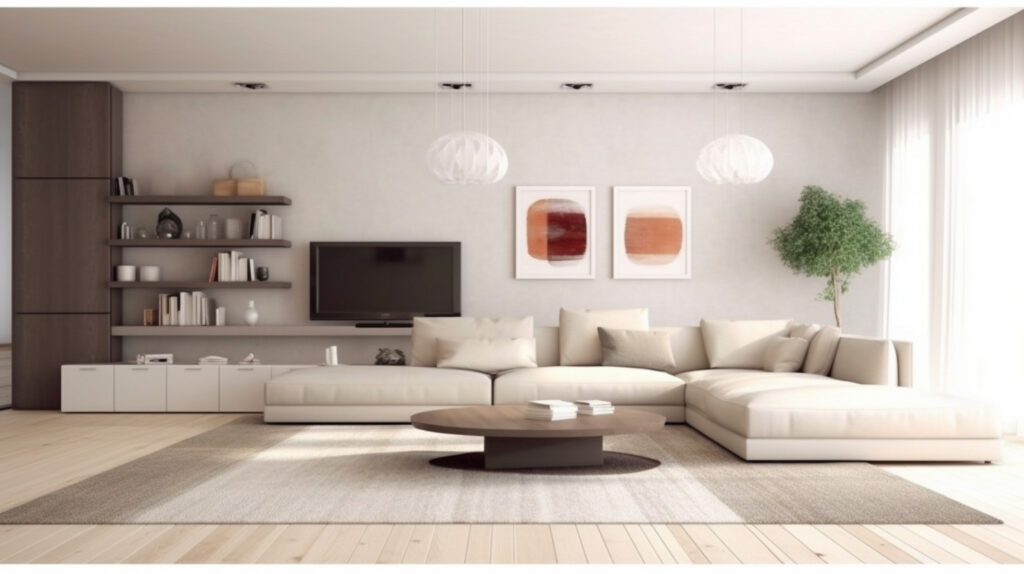 Minimalist living room rug complementing a minimalist room design