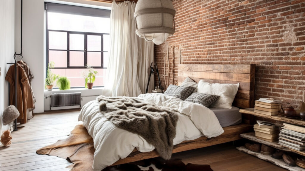 Natural materials in eclectic bedroom design
