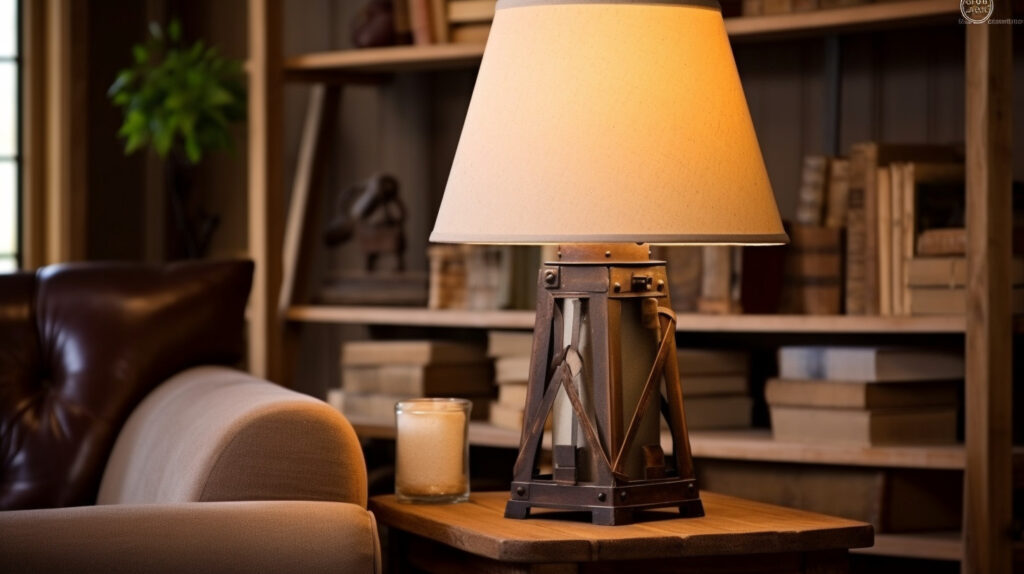 Rustic table lamp adding a classic charm to a living room setting