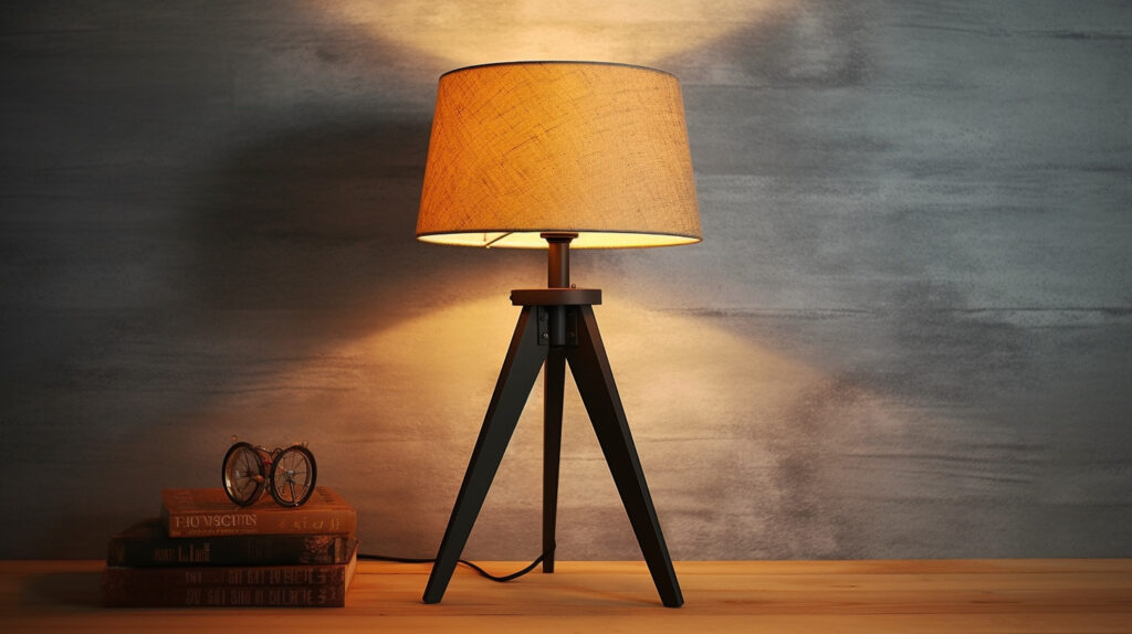 Stylish tripod table lamp adding a modern touch to a living room