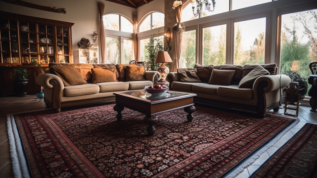 Traditional Persian living room rug adding a touch of elegance to the room