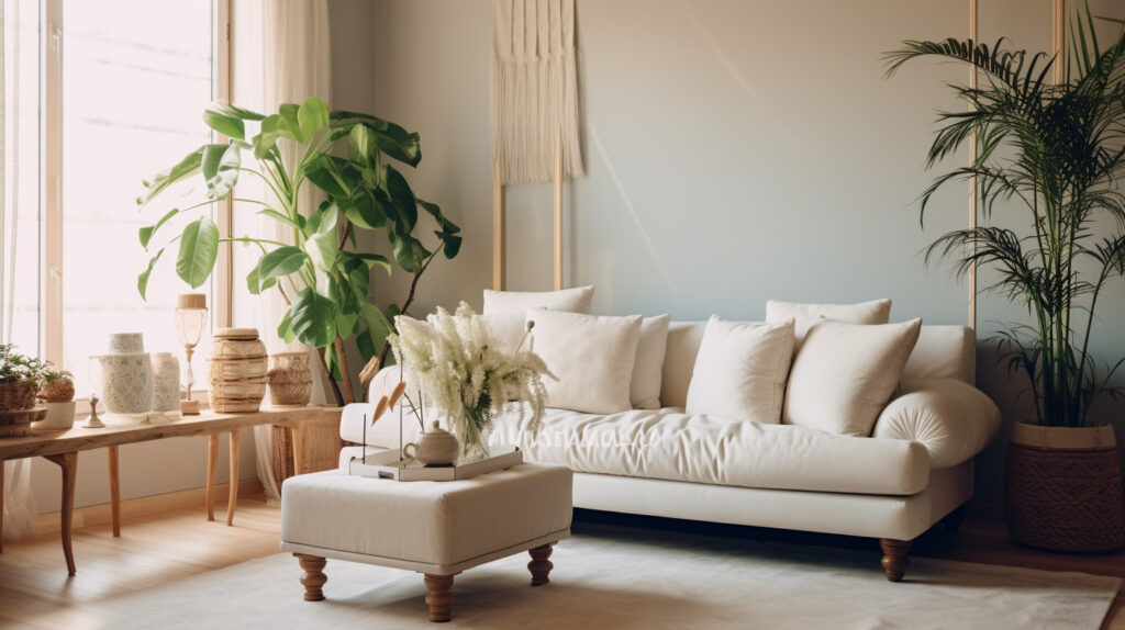 Traditional living room featuring a classic white couch