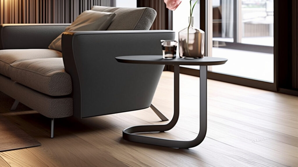 Variety of elegant C-shaped end tables in living rooms with a modern twist