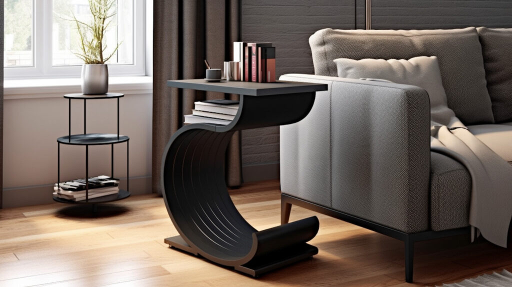Variety of elegant C-shaped end tables in living rooms with a modern twist