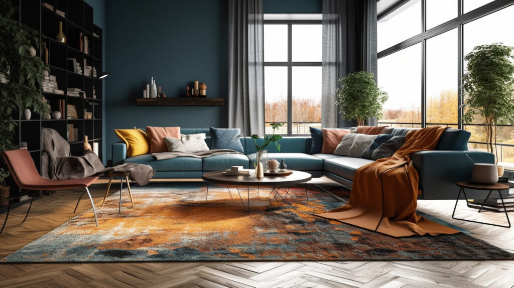 Variety of living room rugs showcasing different materials and styles