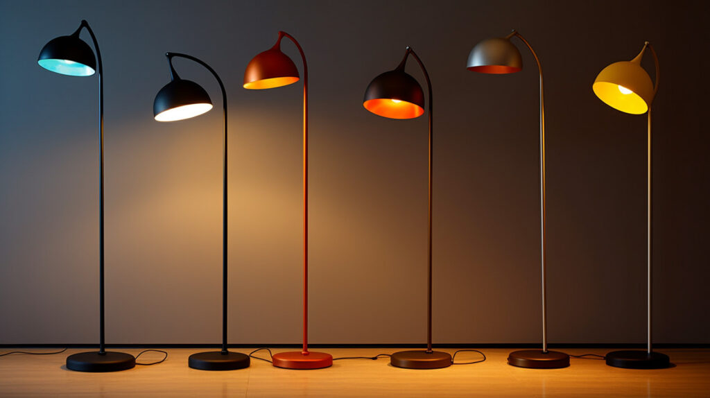 Versatile floor reading lamps with adjustable brightness and light direction