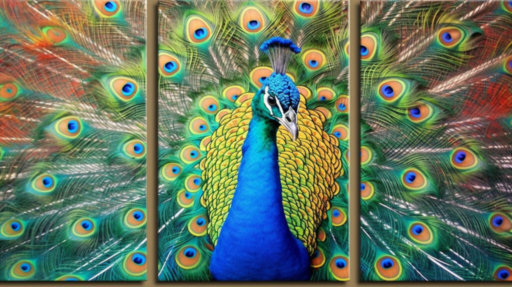 Vibrant peacock decor wall art 
