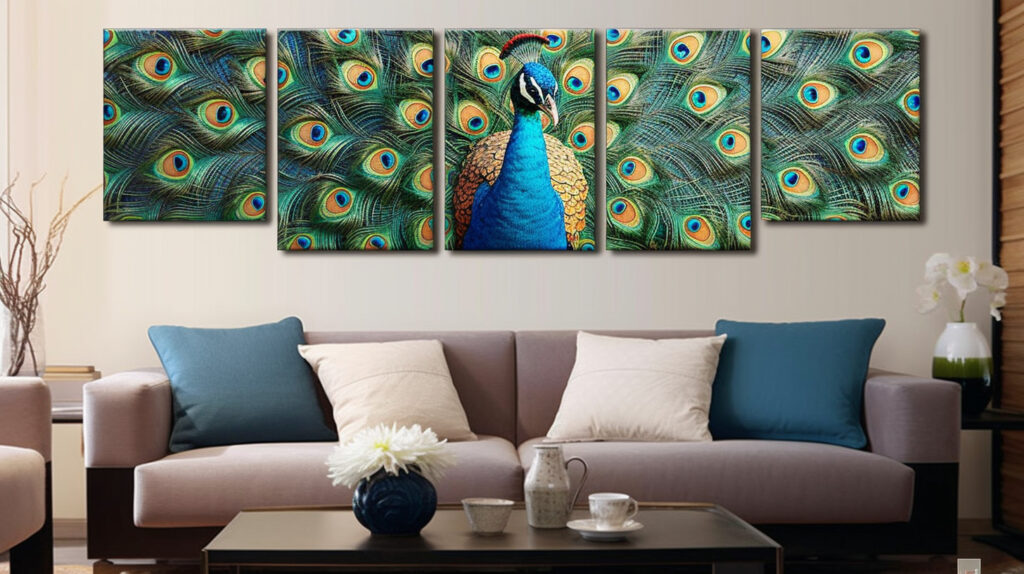 Vibrant peacock decor wall art 