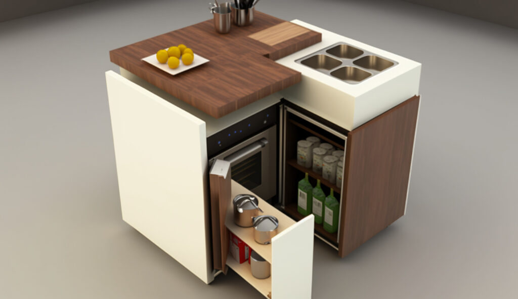 Un'isola da cucina compatta e funzionale progettata per spazi cucina piccoli