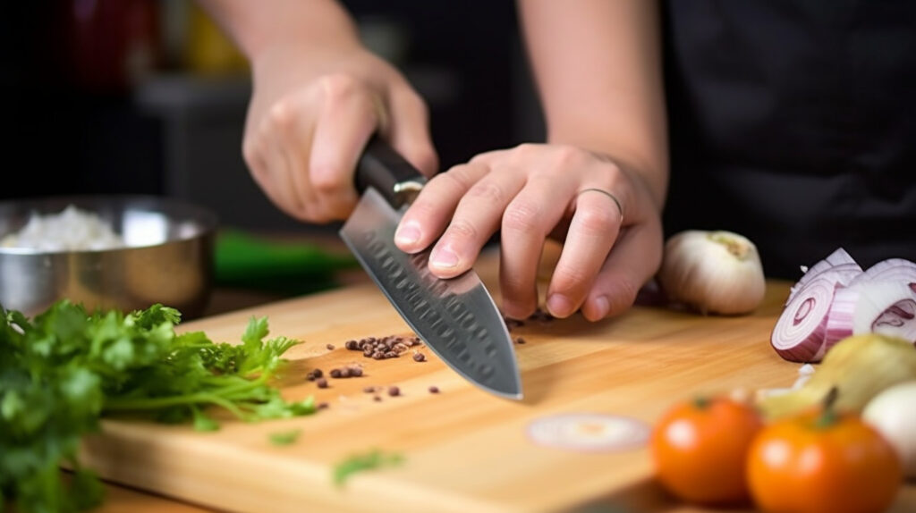 A guide illustrating essential steps in kitchen knife maintenance and safety