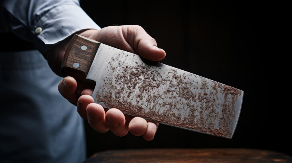 A robust cleaver showing its strength in handling tough kitchen tasks