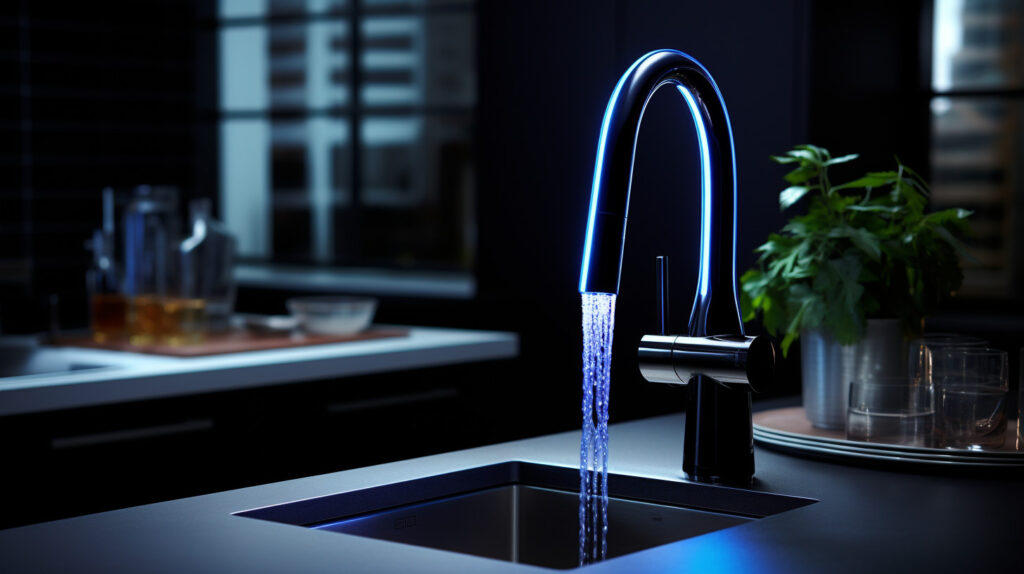 A sleek and innovative kitchen faucet with advanced features and modern design