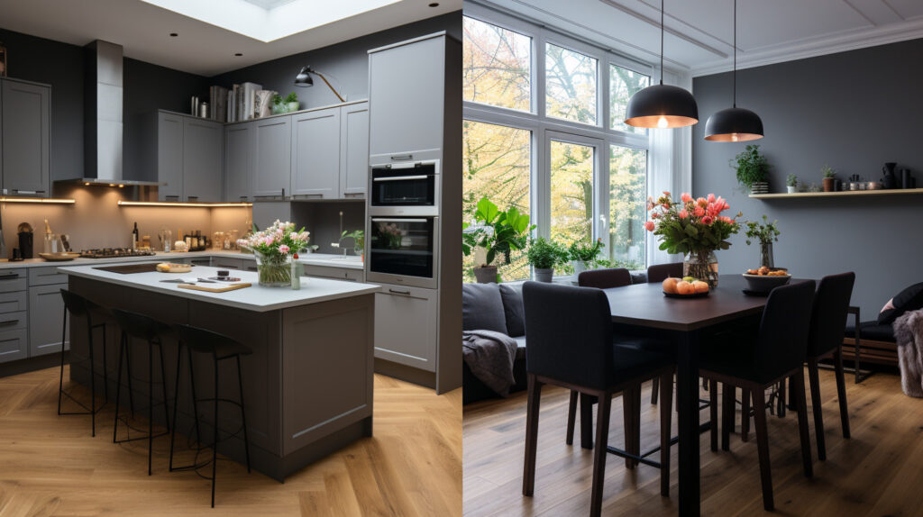 Trasformazione prima e dopo di una cucina in un layout a forma di U