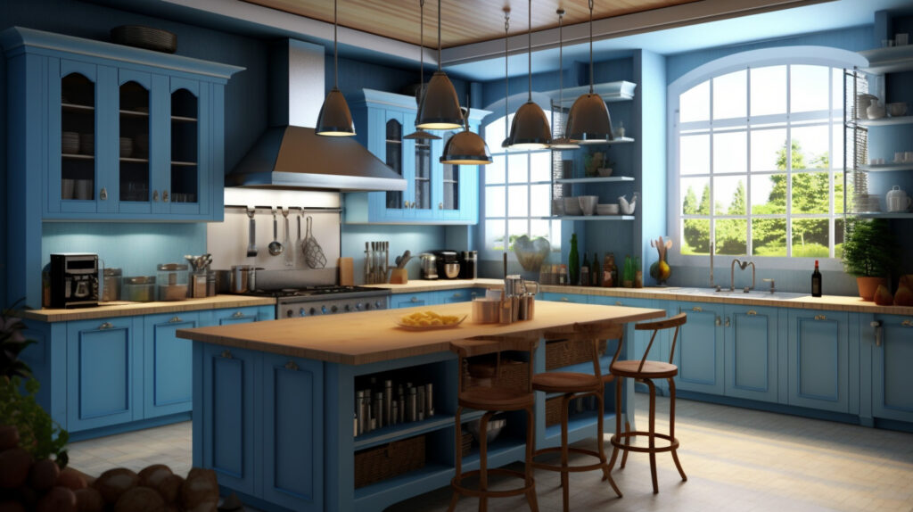 Blue coastal kitchen design