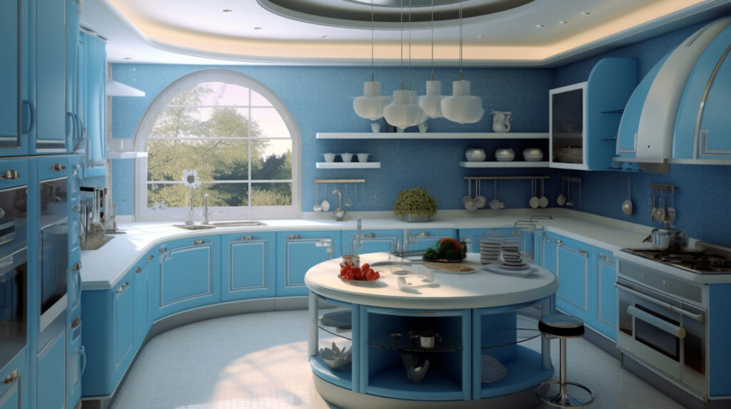 Calming and refreshing blue kitchen design 