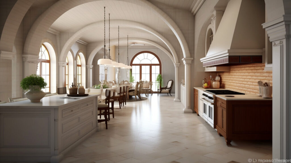 Classic kitchen with arched doorways 