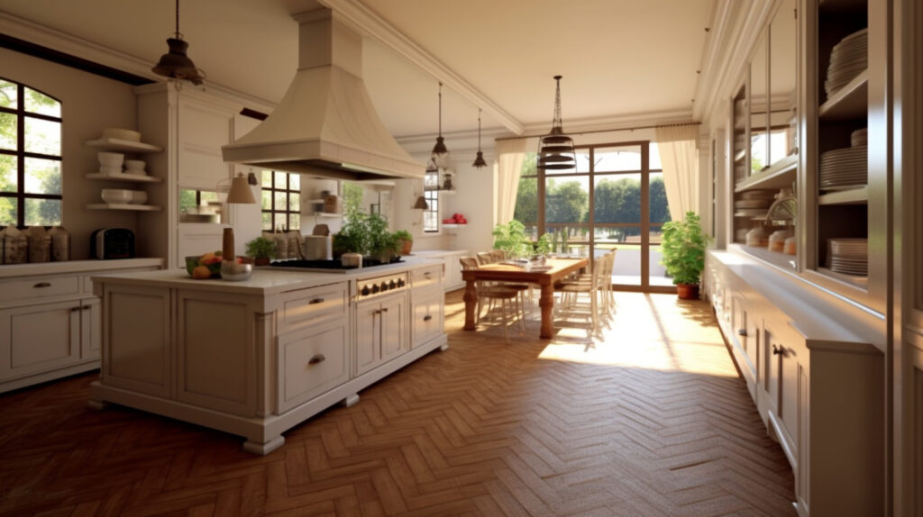 Classic kitchen with natural flooring