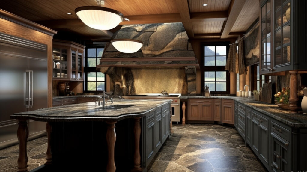 Classic kitchen with natural stone countertops