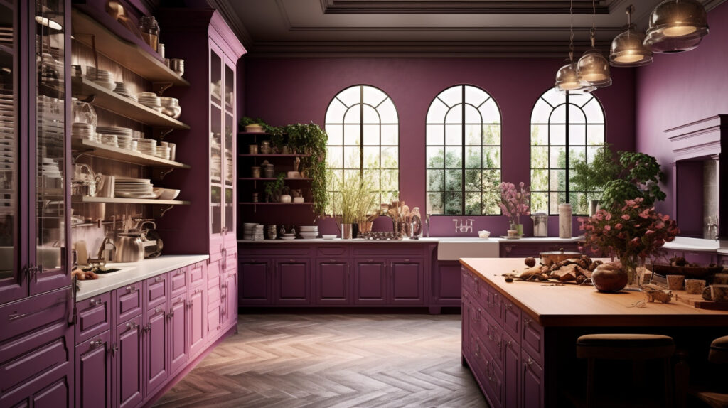 Classic purple kitchen showcasing timeless beauty with a unique twist